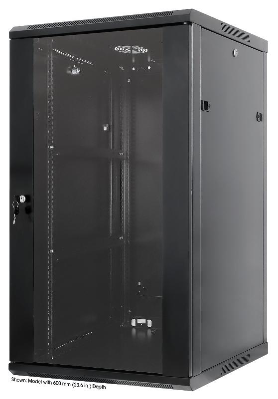 Armoire serveur murale 19 pouces MHT150 avec porte en verre - hauteur 20U - profondeur 450 mm - noir - Bravour®_0