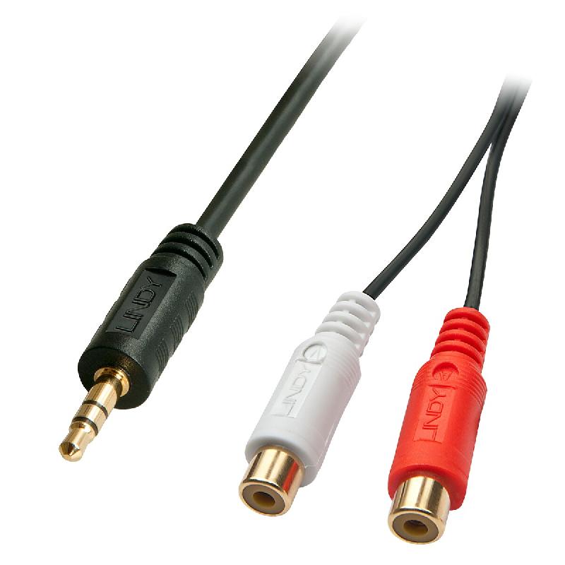 Câble audio Lindy 35678, 0,25 m, 2 x RCA, 3,5 mm, Noir, Rouge, Blanc - multicolore 35678_0