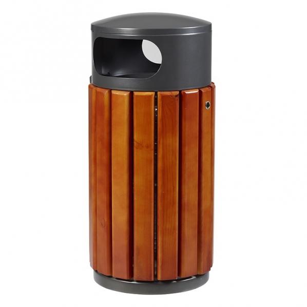 Corbeille bois métal à poser ZENO - 40 ou 60 litres - Couvercle gris manganèse - Marque Rossignol_0