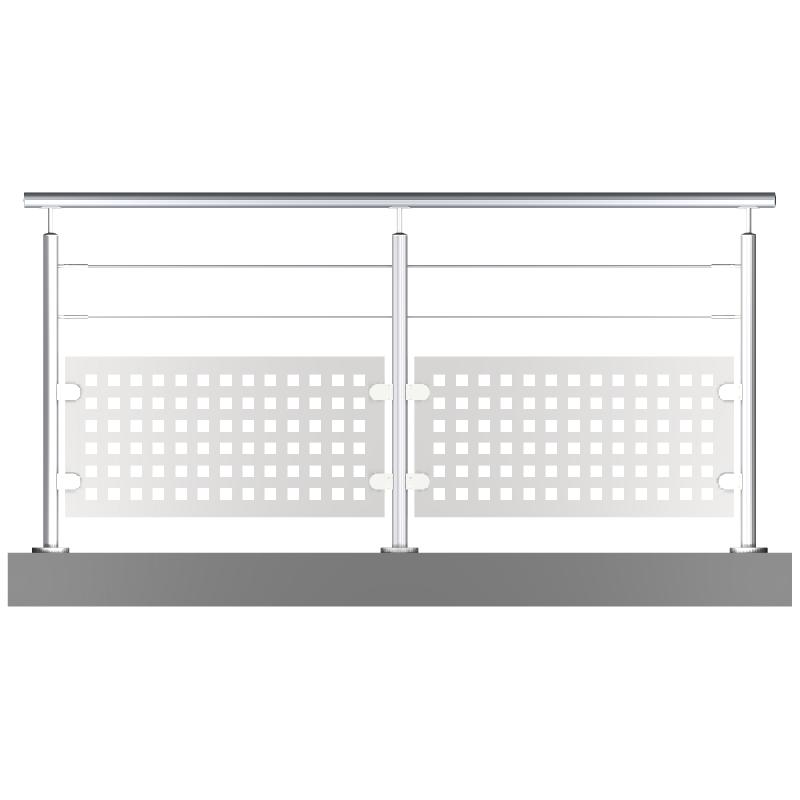 Garde-corps inox avec tôle perforée et 2 câbles - sur mesure - adaptable terrasses, balcons, mezzanines et escaliers_0