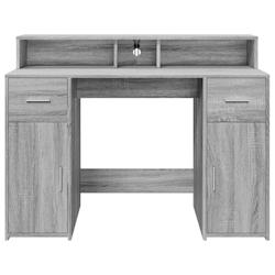 Helloshop26 - Bureau table poste de travail meuble d'ordinateur informatique étude et lumières LED sonoma 120 x 55 x 91cm bois 02_0023805 - 30002145_0