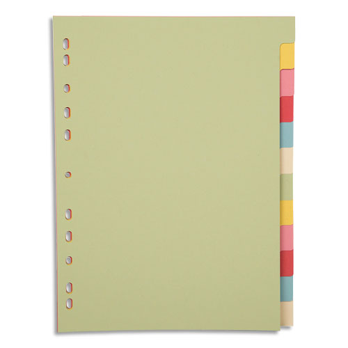 INTERCALAIRES PERGAMY - CARTE RECYCLEE 170 G - A4 - 12 TOUCHES - NEUTRE COLORIS ASSORTIS PASTEL - JEU DE 12