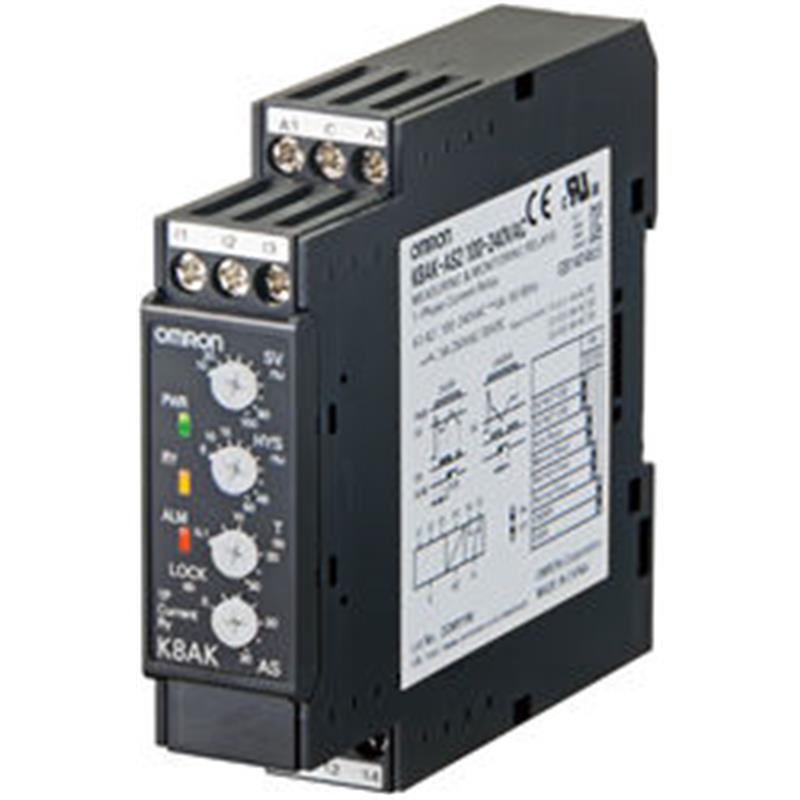 Relais de contrôle d'intensité monophasé K8AK-AS2 - 100-240VAC - Plage 0.1 à 8 A AC/DC_0