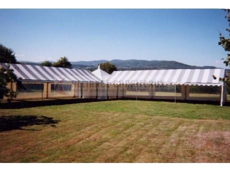 Tente de stockage fermée complète - structure fixe en acier - couverture unie - ancrage au sol avec platine - 8 x 5 x 3.37 m - homologuée CTS7 - fabrication française_0