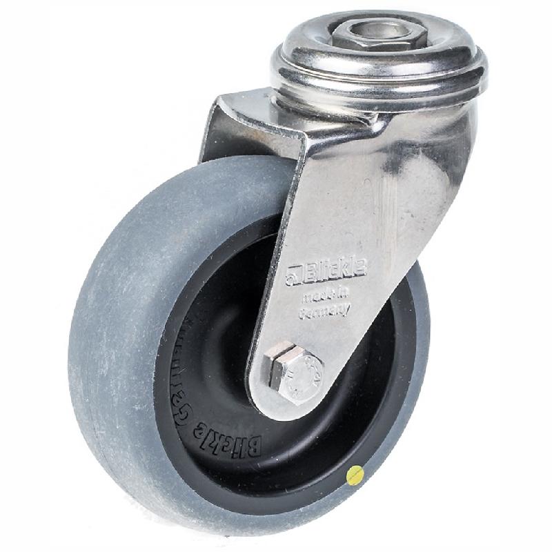 Roulette pivotante de 75 mm en acier inoxydable avec thermoplastique gris conducteur d'électricité_0