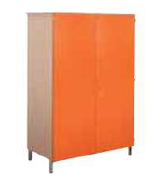 Armoire 2 portes Cubik - Métal et bois mélaminé finition chêne - 1000x600x1850 mm_0