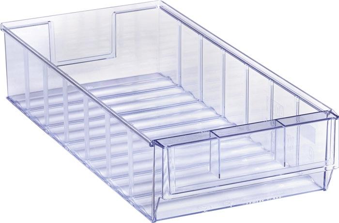 Boîte de rangement pour étagère - SAN transparent - L400xl183xH81 mm - Résistante aux acides et huiles_0