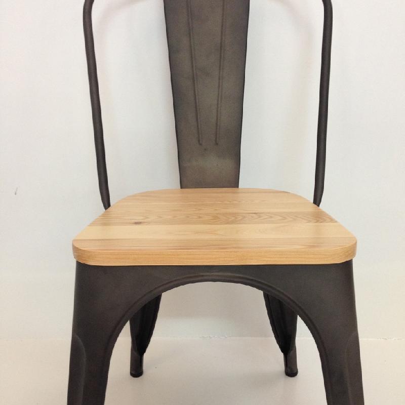 Chaise en metal factory - edition assise bois - antique rustic mat_0