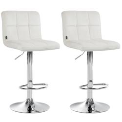 Décoshop26 - Lot de 2 tabourets de bar en velours crème avec coutures décoratives pied en trompette métal chromé 10_0004389 - 3000252077628_0