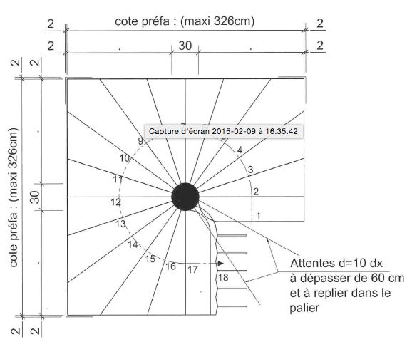 Escalier hélicoïdal eh - recherche et industrialisation du batiment - dimension 326 x 326 cm_1