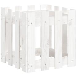 Helloshop26 - Jardinière bac lit surélevé plantes fleurs terrasse jardin avec design de clôture 40 x 40 x 40 cm pin massif blanc 02_0038095 - 3000_0