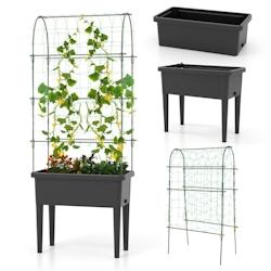 Helloshop26 - Jardinière surélevée à arrosage automatique avec treillis lit de jardin avec indicateur de niveau d'eau trou de 20_0008643 - 3000202_0