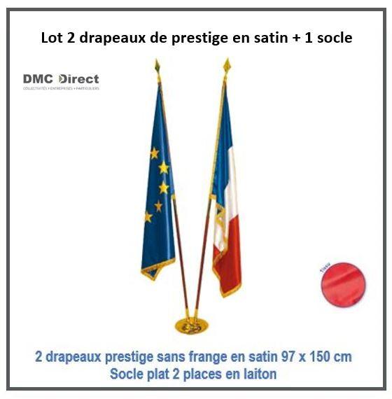 LOT DE 2 DRAPEAUX DE PRESTIGE EN SATIN 97 X 150 CM_0