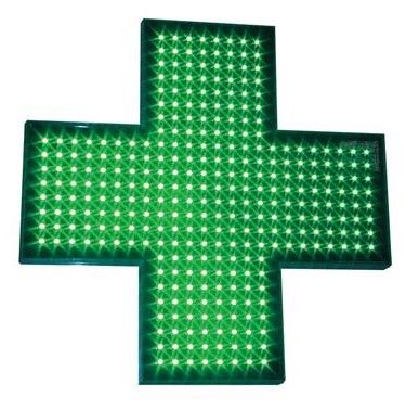 Mini croix a led simple face 48 - enseigne pharmacie - sarl identy sign - dimensions : 480 x 480 mm_0
