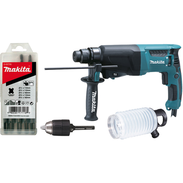 PERFORATEUR MAKITA HR2600X9 SDS PLUS  780W 2,7J JUSQU'À 4600 CPS/MIN ET DIAMÈTRE 26 MM