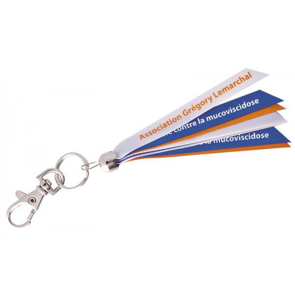 Porte-clés publicitaires rubans - 8 rubans multicolores - Métal - Sérigraphie personnalisable_0