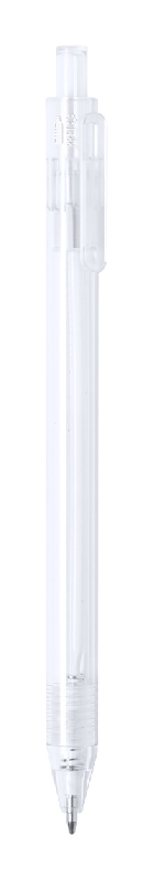 Stylo à bille RPET - plastique transparent avec poussoir coloré - encre bleue_0