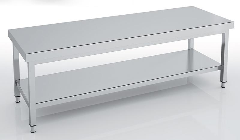 Table soubassement centrale en inox 900x700x600 avec étagère - MCBD70-90_0