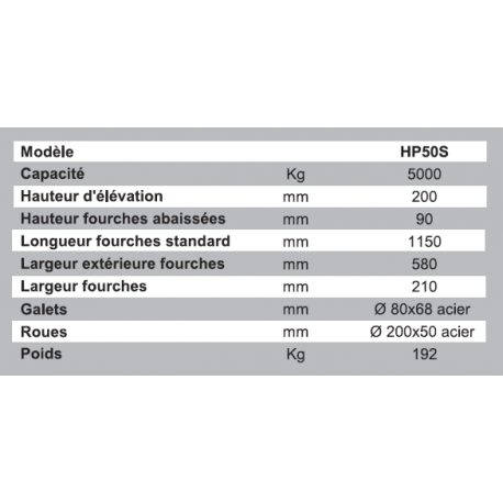Transpalette manuel très grande capacité 5000kg Référence   HP50S_1