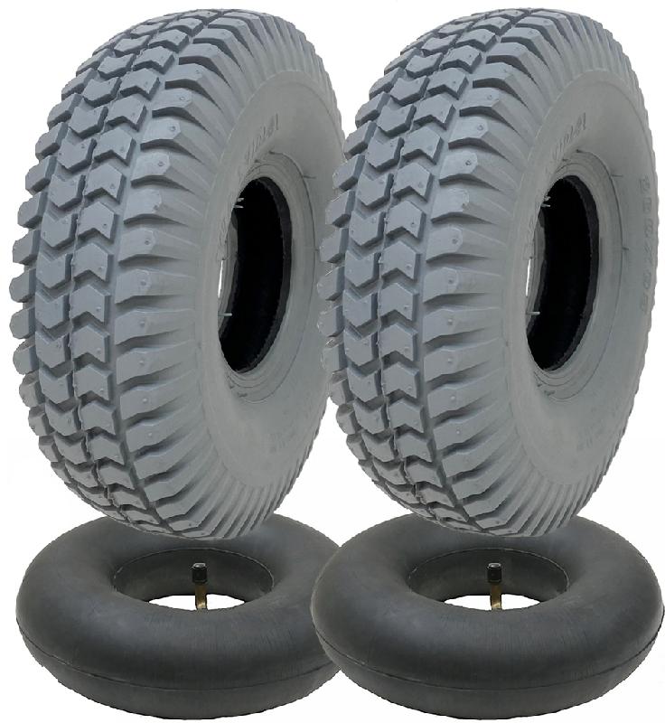 260x85 Grey Mobility Scooter Tyre  Tube Set 3.00x4 Tire P6023 Tread (Set of 2)_0