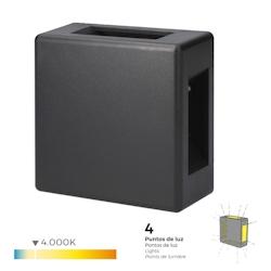 Applique Led 6W 130Lm 4000K Lumière Dia Square Ip65 12X12X5Cm 4 Projections Edm - 8425998321401_0
