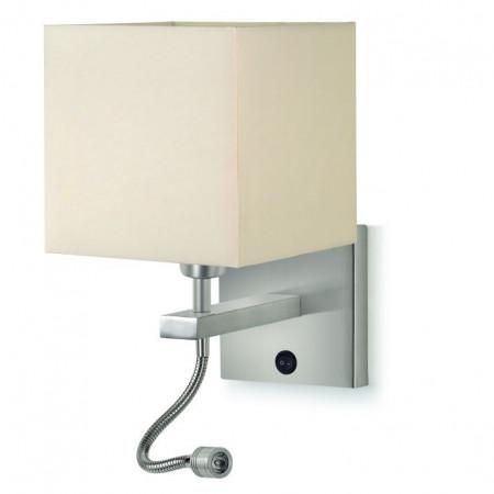Applique murale GINA - ampoule E27, abat-jour carré, fixation en saillie, métal nickel satiné, liseuse flexible LED SMD_0