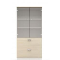 Armoire haute mixte à portes battantes en verre pour dossiers suspendus – Mobel Linea_0