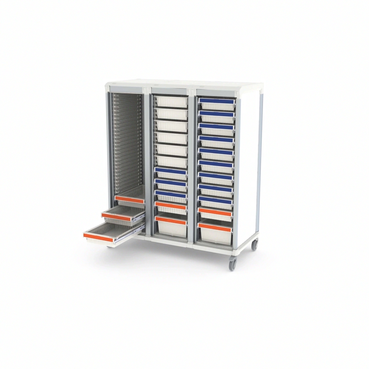 Armoire médicale de transfert ou stockage 3 colonnes, conçue dans des matériaux résistants aux bactéries - WEECART_0