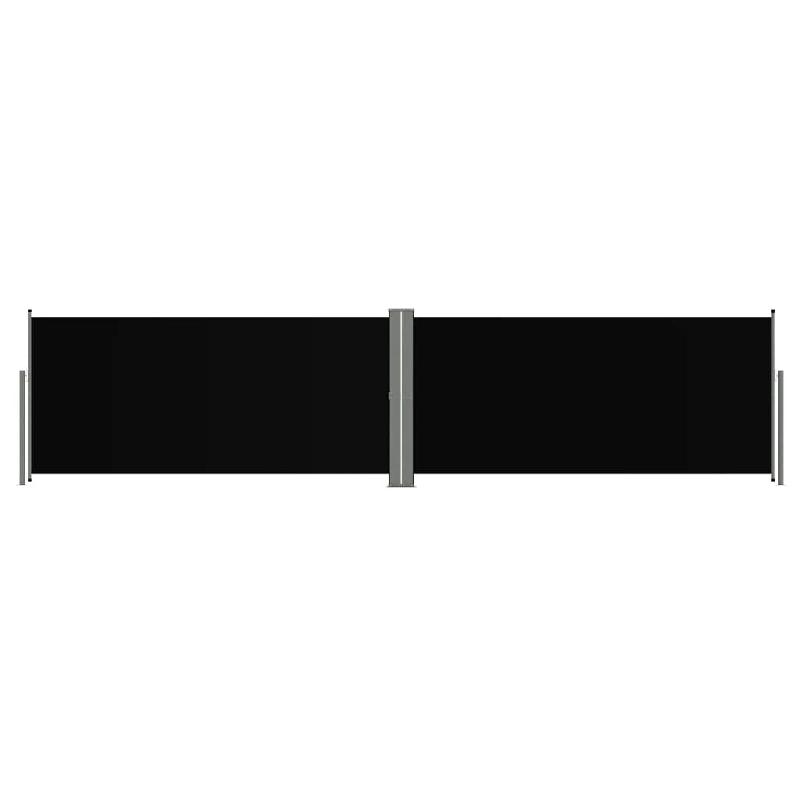 Auvent latéral rétractable 140 x 600 cm noir - écran en polyester résistant UV, à double face avec enroulement automatique_0