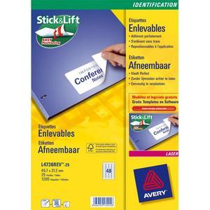 Avery boîte de 6750 etiquettes laser enlevable 17.8x10 mm (boîte de 25) l4730rev-25_0