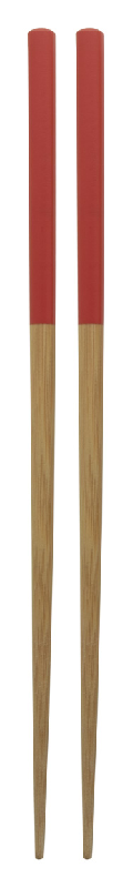Baguettes en bambou - Set de 2 avec extrémités peintes - Couleur rouge - 16 gr_0