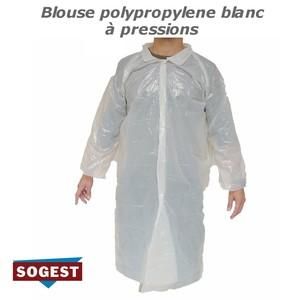 BLOUSE POLYPROPYLENE BLANC À PRESSIONS