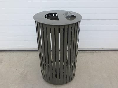 Corbeille cylindrique avec cendrier intégré - Armature métallique pour sacs de 100 à 150 litres_0
