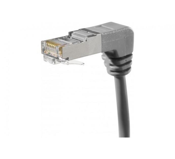 Cordon RJ45 CAT. 6A S/FTP coudé bas gris - 0,3 m - 500 MHz - 10 Gbps - blindage optimal_0
