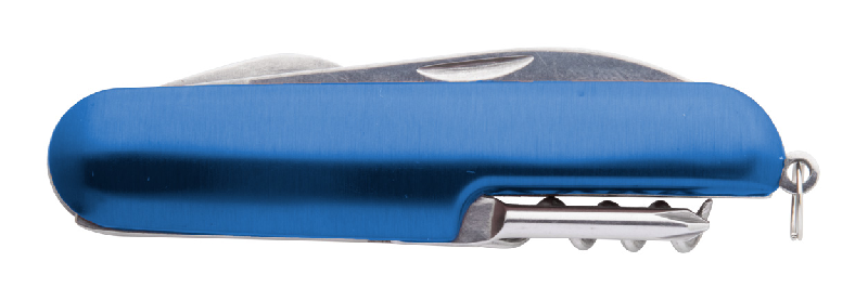 Couteau de poche multifonctions en acier inoxydable - 5 fonctions - manche en aluminium - couleur bleue_0