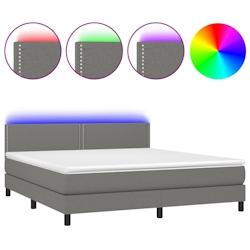 Décoshop26 - Lit LED avec sommier, tête de lit réglable et matelas 160x200 cm en tissu gris foncé - TDL0208328_0