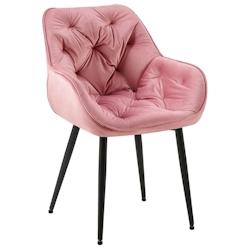 Décoshop26 - Chaise de salle à manger x1 design et moderne assise en velours rose et pieds en métal noir 10_0001496 - noir 3000250509893_0