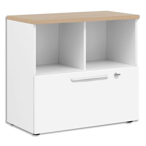 Gautier office rangement bas 2 cases 1 tiroir yes façade et dessus chêne - dim. : l80 x h74 x p42 cm_0