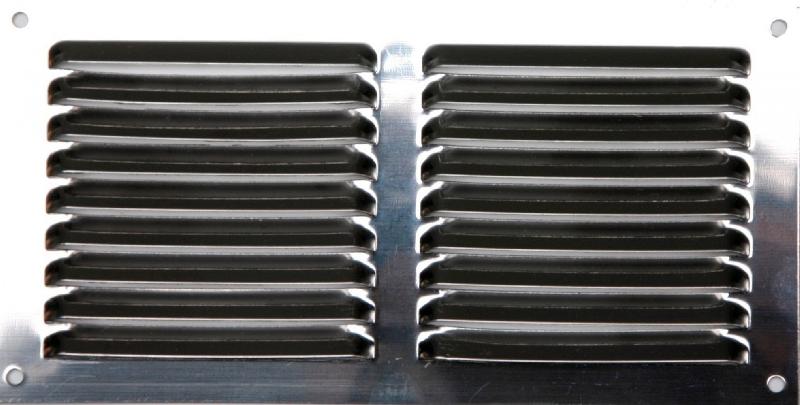 Grille d'aération en acier inoxydable naturel - 20 x 10 cm - Anti-corrosion et moustiquaire intégrée_0
