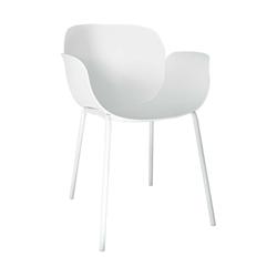 NOW'S HOME - Lot 4 Fauteuils De Table Polypropylene Pied Metal Blanc 55x49x81.5calista - 3256390249247_0