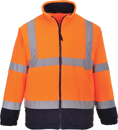 Polaire haute visibilité bicolore orange/marine F301 - taille S - bandes réfléchissantes et norme RIS 3279-TOM_0