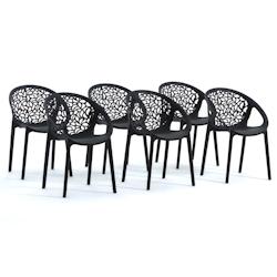 RATTATAN Lot de 6 chaises empilables en polypropylène renforcé de fibre de verre, pour extérieur et jardin,restaurant, cuisine design moderne – A_0