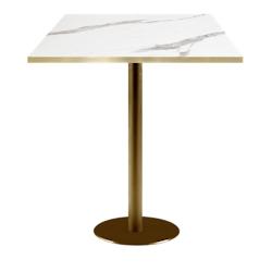 Restootab - Mange-debout 70x70cm style bistrot modèle Rome pied doré foncé - blanc TB-ROMFF2-7070M-MB.BLA-LAI_0