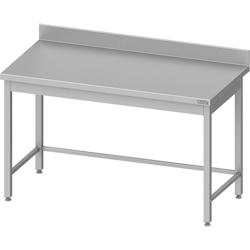 Romux® - Table adossée en acier inoxydable 1400x700x850 mm | Table de travail professionnelle en acier inoxydable avec dosseret de 10 cm_0