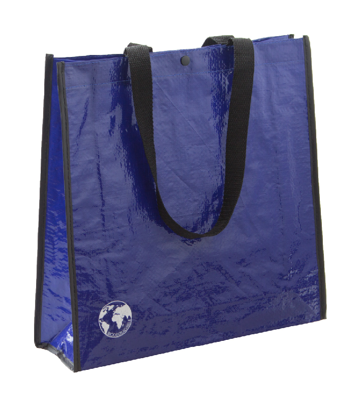 Sac shopping biodégradable - fermeture à pression - PP tissé 120 g/m² - couleur bleue - 60 g_0