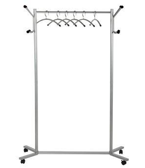 Vestiaire porte-cintres sur roulettes - métallique laqué époxy gris - barre chromée 80 cm - 40 cintres_0