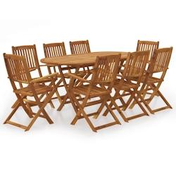 VidaXL Ensemble à manger de jardin pliable 9 pcs bois d acacia solide - marron Bois massif 3060198XL_0