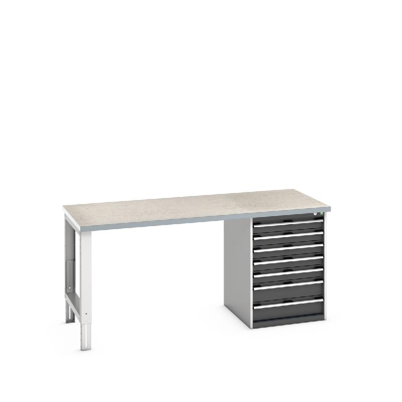 Établi Standard Cubio Lino - 7 tiroirs - 2000x900x940 mm - Armoire bott cubio et plateau lino 40 mm_0