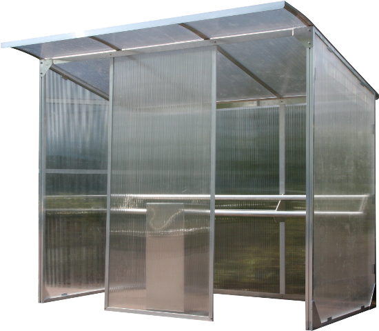 Abri fumeur ECO - Structure en aluminium - Bardages en polycarbonate - Fabrication française_0