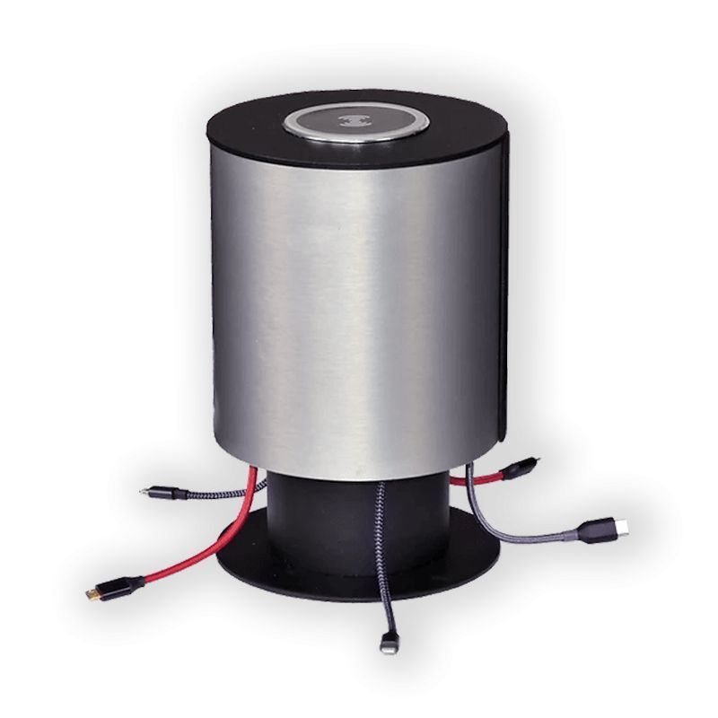 Chargeur universel à induction et câbles sur mesure pour smartphones et tablettes - Welcom - Fabrication française - Inox brossé anti-trace_0